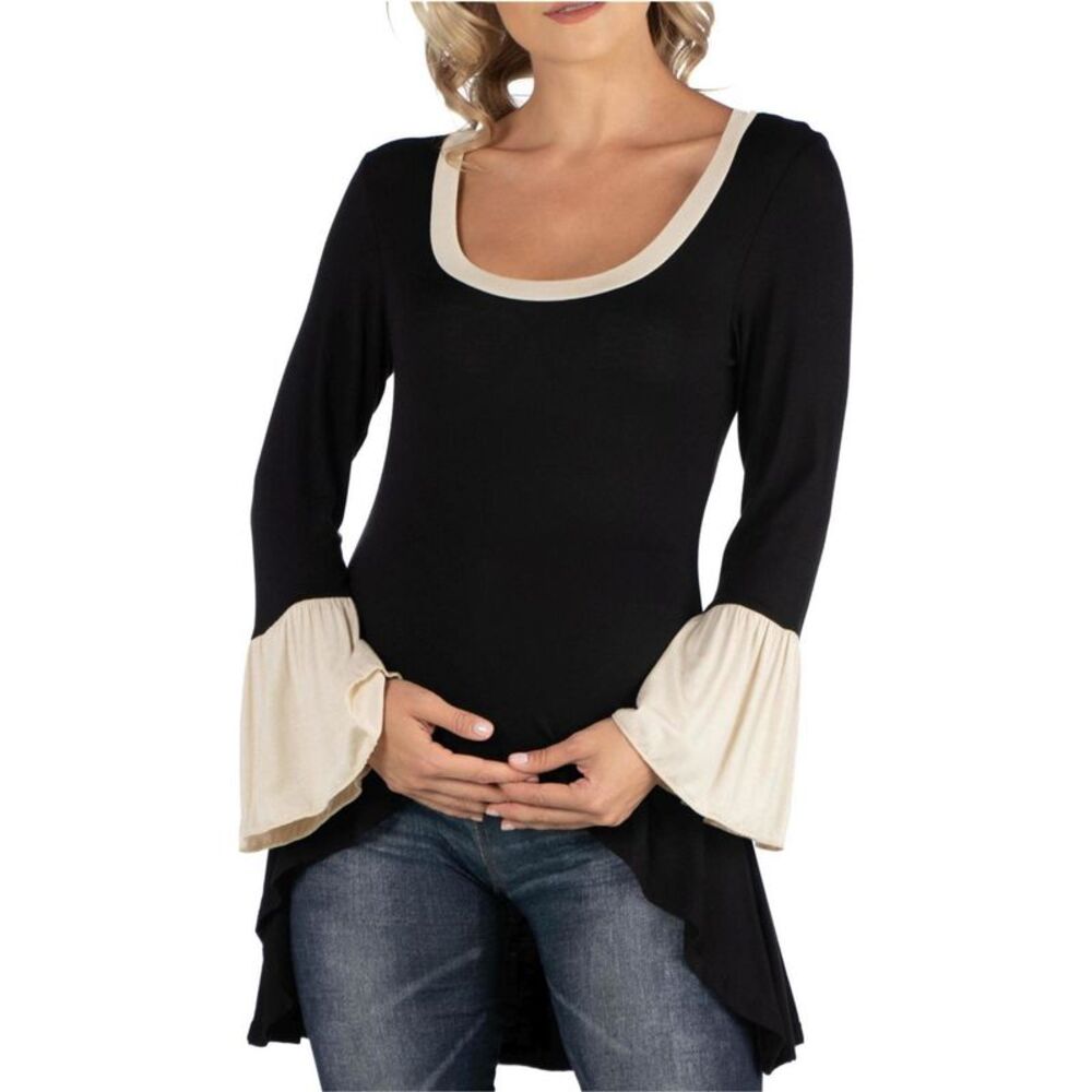 24seven Womens Contrast Trim Tunic Blouse, NWT